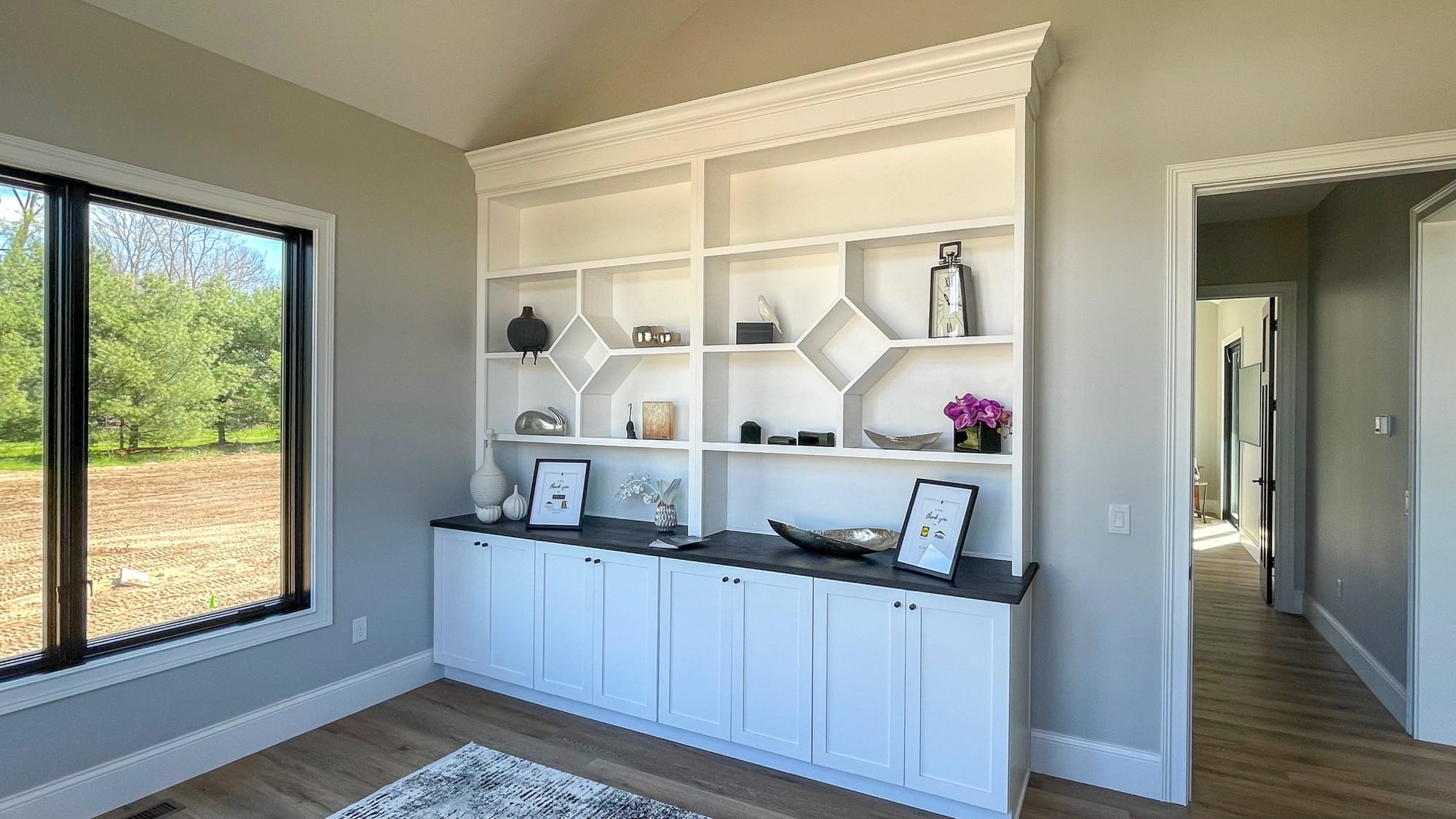 Custom Built-In Shelves with Lower Cabinets